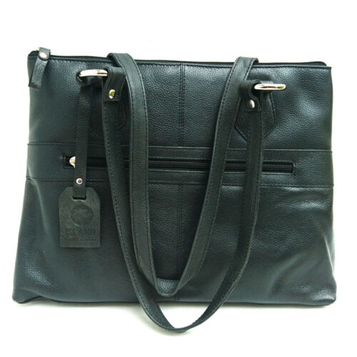 Twin-handle-leather-city-bag-black